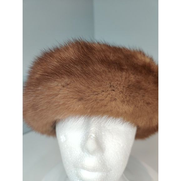 Beautiful Beige Mink And Brown w Gold Details in the Leather Hat from Canada main image 7